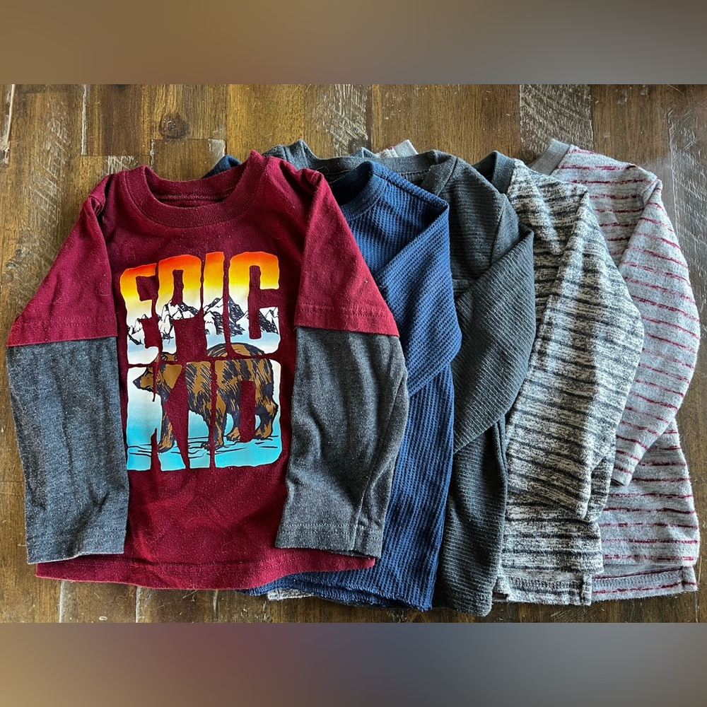 Set of 5 2T Long Sleeve Toddler Boys Knit Shirts